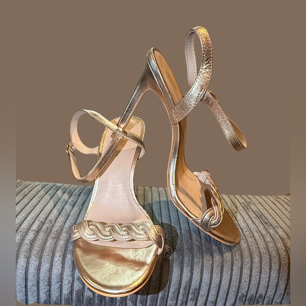 Stuart Weitzman Metallic Gold Strappy Heels